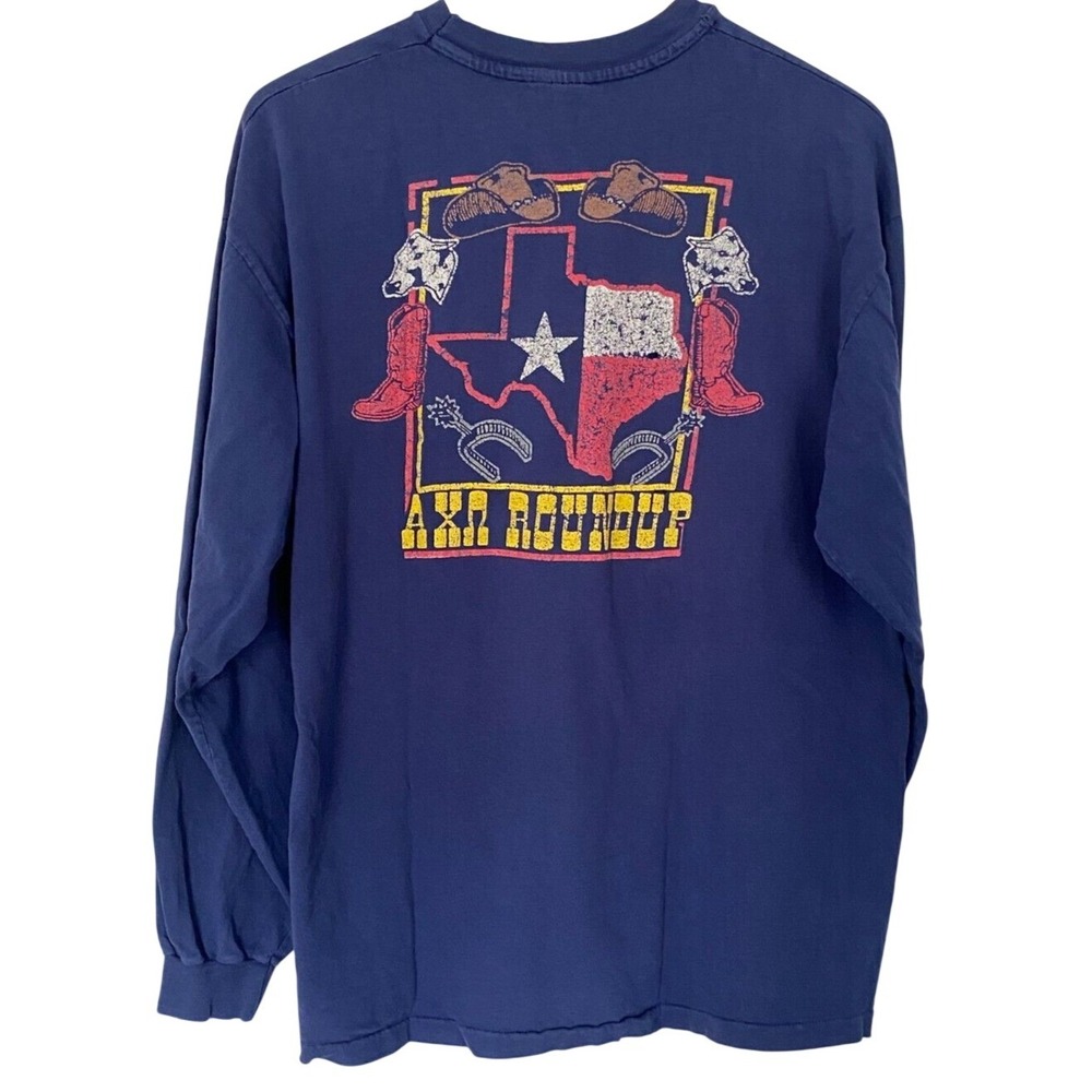 Vtg 90's Texas Frat Party Graphic Western T-Shirt Thin Bull Mascot USA